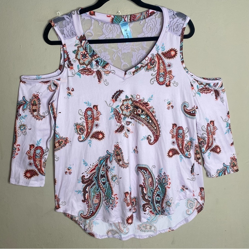 M Fasis Women’s Cold Shoulder Paisley Blouse 1X